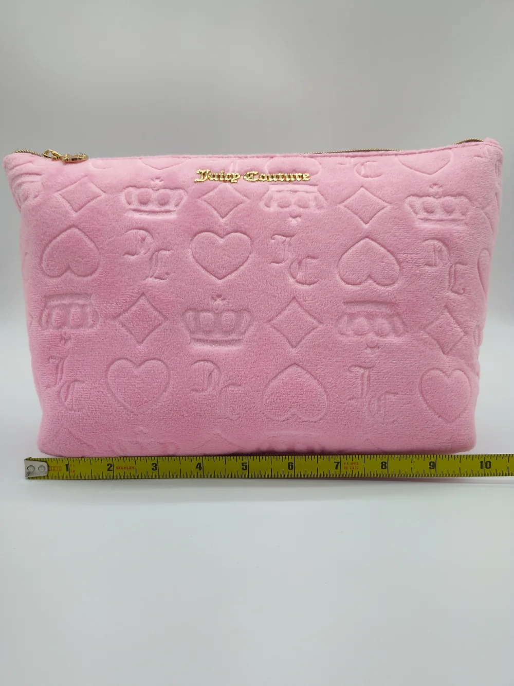 JUICY COUTURE Pink Velour Monogram Cosmetic Bag Travel Bottle NWT